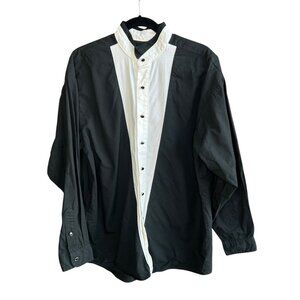 Brooks and Dunn Vintage 90s Western Pearl Snap Black and White Shirt Size 16.5